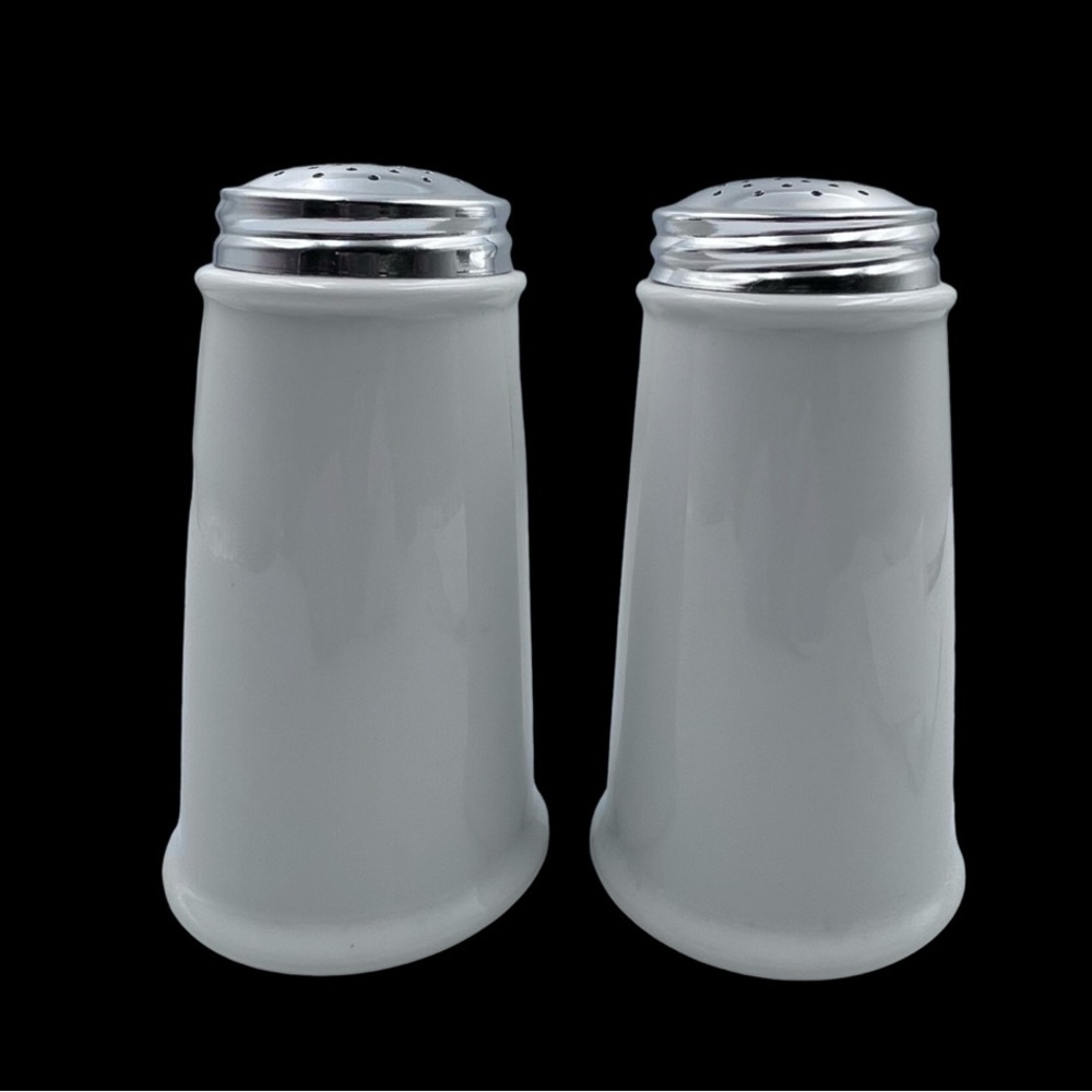 Vintage Dansk White Ceramic Salt & Pepper Shakers 5.5” Taiwan